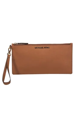Michael Kors - Light Brown Textured Leather Rectangular Wristlet
