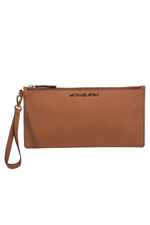 Michael Kors - Light Brown Textured Leather Rectangular Wristlet