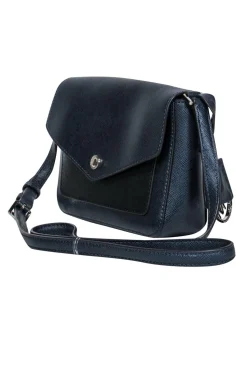 Michael Kors - Navy Textured Leather Crossbody w/ Contrasting Pocket