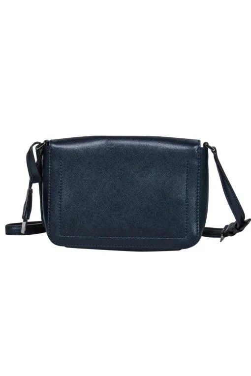 Michael Kors - Navy Textured Leather Crossbody w/ Contrasting Pocket