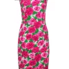 Michael Kors - Pink & Green Floral Printed Textured Sheath Dress Sz 4