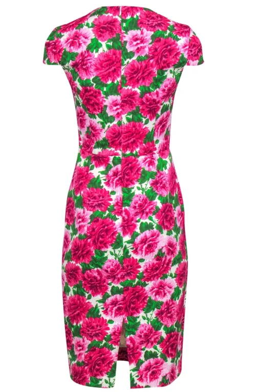 Michael Kors - Pink & Green Floral Printed Textured Sheath Dress Sz 4
