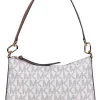 Michael Kors - White & Tan Monogram Coated Canvas Shoulder Bag