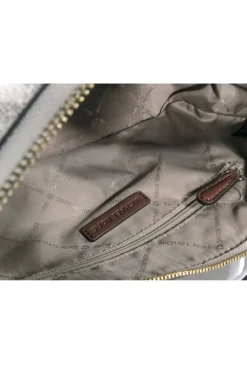 Michael Kors - White & Tan Monogram Coated Canvas Shoulder Bag