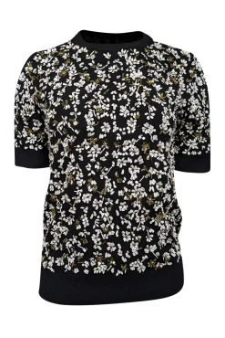 Michael Kors Collection - Black, White, & Gold Embellished Sweater Sz XS