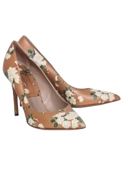 Michael Kors Collection - Tan & Green Floral Pointed Toe Pumps Sz 10