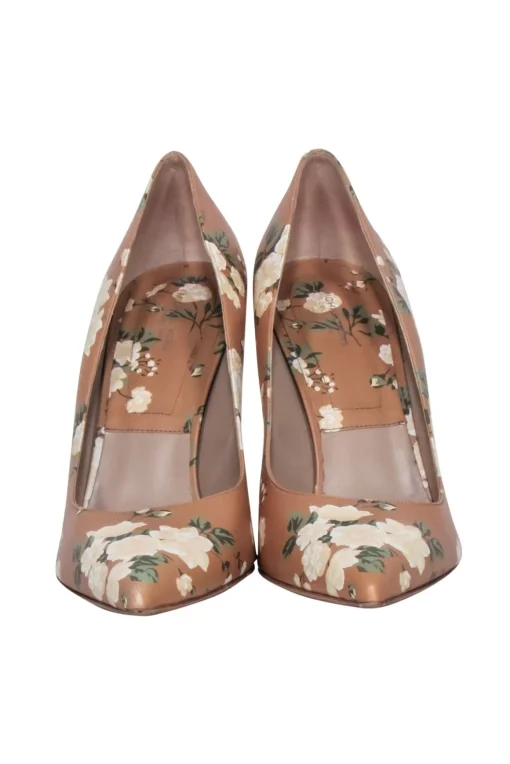 Michael Kors Collection - Tan & Green Floral Pointed Toe Pumps Sz 10