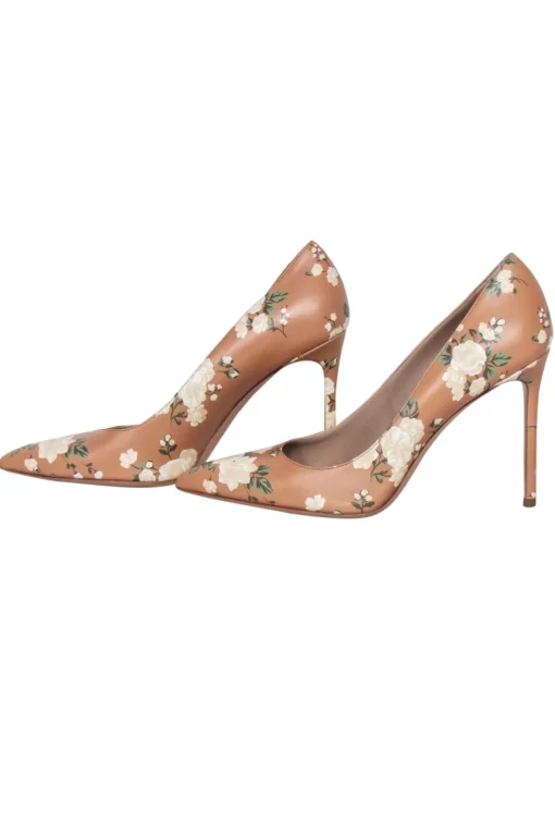Michael Kors Collection - Tan & Green Floral Pointed Toe Pumps Sz 10