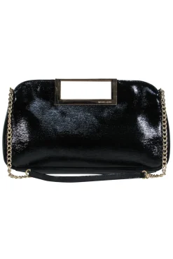 Michael Michael Kors - Black Patent Leather Gold Chain Shoulder Bag
