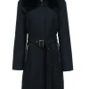 Michael Michael Kors - Black Wool Blend Coat w/ Fox Fur Collar Sz 16
