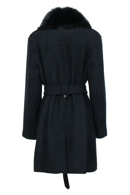 Michael Michael Kors - Black Wool Blend Coat w/ Fox Fur Collar Sz 16