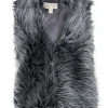 Michael Michael Kors - Grey & Black Faux Racoon Fur Clasped Vest Sz S