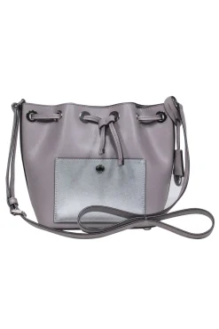 Michael Michael Kors - Grey Crossbody Bucket Bag w/ Logo Keychain