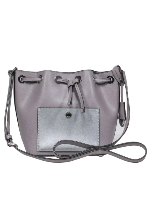 Michael Michael Kors - Grey Crossbody Bucket Bag w/ Logo Keychain