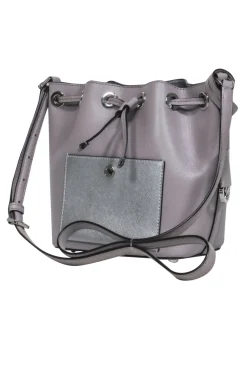 Michael Michael Kors - Grey Crossbody Bucket Bag w/ Logo Keychain