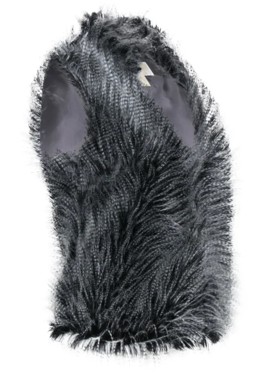 Michael Michael Kors - Grey & Black Faux Racoon Fur Clasped Vest Sz S