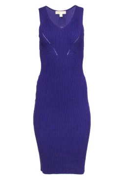 Michael Michael Kors - Purple Ribbed Knit Sleeveless Midi Dress Sz XXS