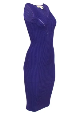 Michael Michael Kors - Purple Ribbed Knit Sleeveless Midi Dress Sz XXS