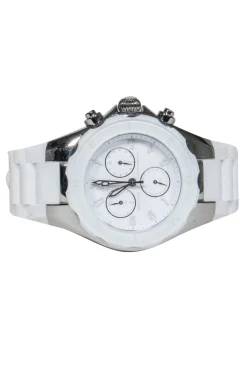 Michele - White Silicone Band Stainless Steel Watch