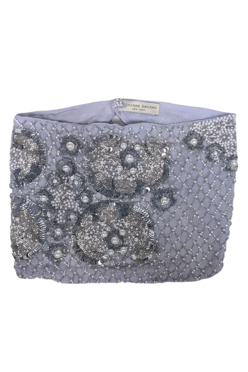 Mignonne Gavigan - Pastel Blue Hand Beaded Silk Scarf