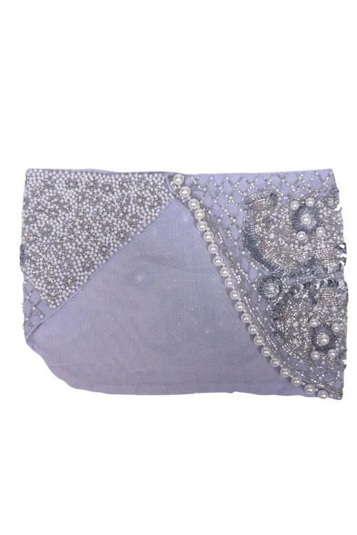 Mignonne Gavigan - Pastel Blue Hand Beaded Silk Scarf