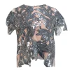 Milly - Beige Short Sleeve w/ Silver Sequin Print Sz S