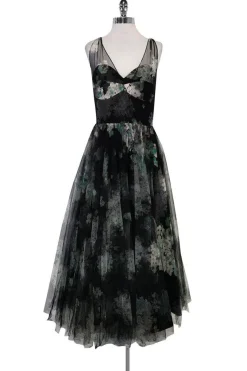 Milly - Black & Green Floral Gown Sz 8
