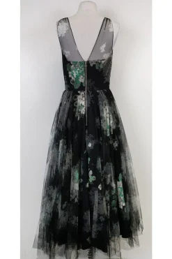 Milly - Black & Green Floral Gown Sz 8