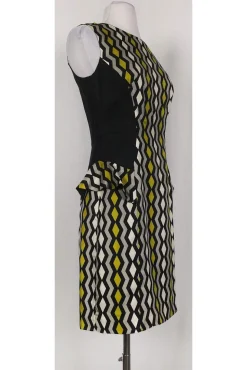 Milly - Black & Green Geometric Dress Sz 2