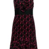 Milly - Black & Red Pattern Ruffle Sleeveless A-Line Dress Sz 4