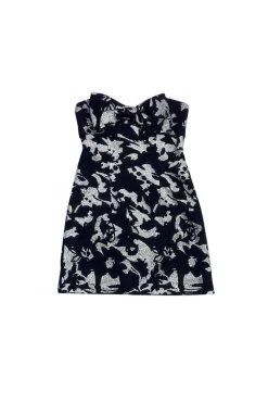 Milly - Black & Silver Brocade Strapless Dress Sz 6
