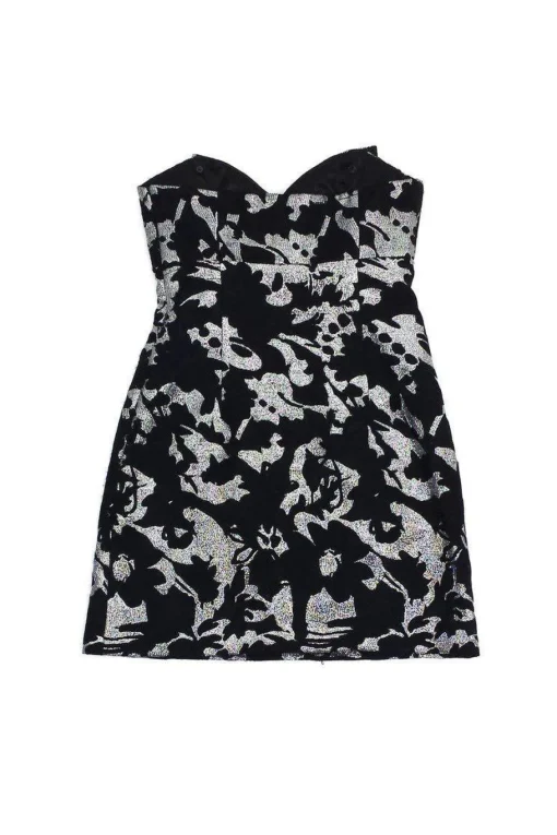 Milly - Black & Silver Brocade Strapless Dress Sz 6