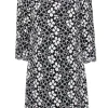 Milly - Black & White Floral Embroidered Quarter Sleeve Shift Dress Sz 10