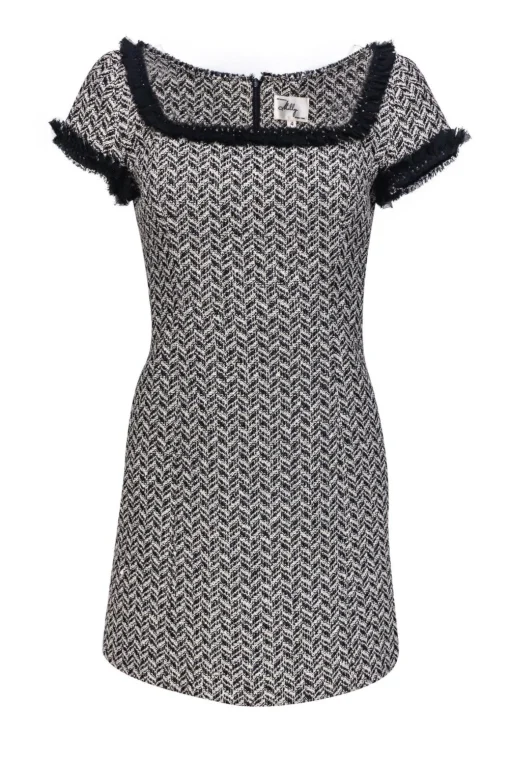 Milly - Black & White Patterned Cap Sleeve Dress Sz 4