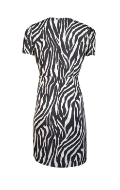 Milly - Black & White Zebra Print Satin Faux Wrap Dress Sz 10