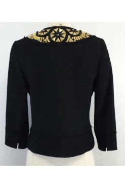 Milly - Black Embellished Cotton Jacket Sz 4