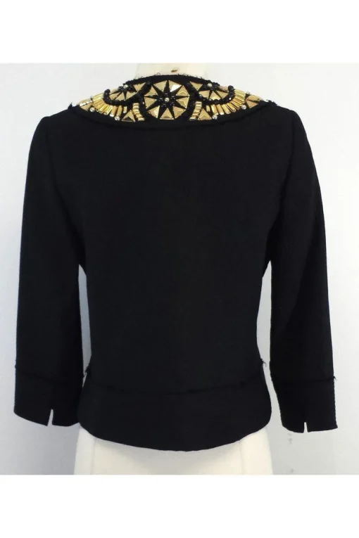 Milly - Black Embellished Cotton Jacket Sz 4
