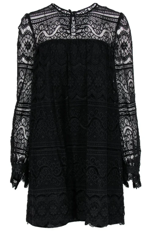 Milly - Black Lace Long Sleeve Shift Dress Sz 8
