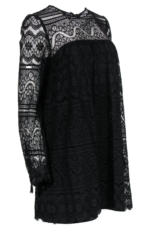 Milly - Black Lace Long Sleeve Shift Dress Sz 8