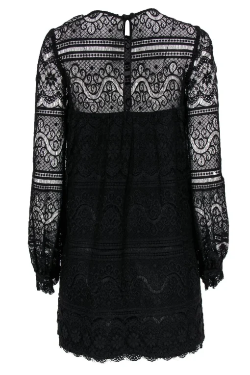 Milly - Black Lace Long Sleeve Shift Dress Sz 8