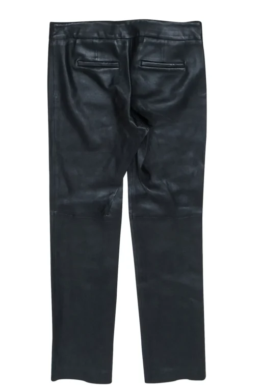 Milly - Black Leather Straight-Leg Pants Sz 4