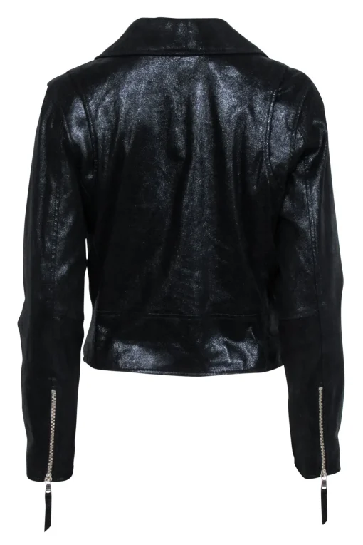 Milly - Black Metallic Moto Jacket Sz 6