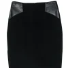Milly - Black Pencil Skirt w/ Leather Paneling Sz 8