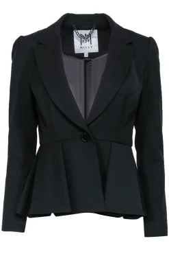 Milly - Black Single Button Fitted Peplum Blazer Sz 4
