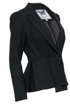 Milly - Black Single Button Fitted Peplum Blazer Sz 4