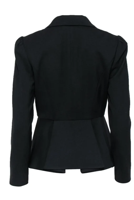 Milly - Black Single Button Fitted Peplum Blazer Sz 4