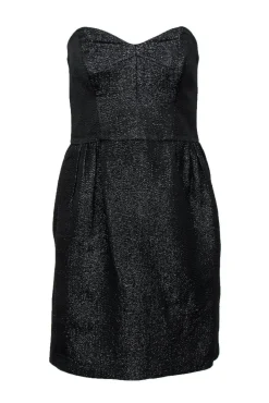 Milly - Black Sparkly Strapless Fit & Flare Dress Sz 4