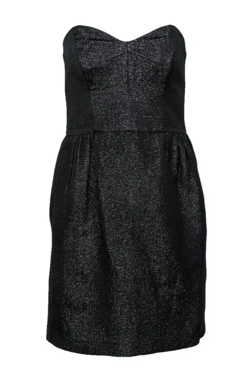 Milly - Black Sparkly Strapless Fit & Flare Dress Sz 4
