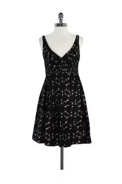 Milly - Black Tan & Grey Abstract Geo Print Dress Sz 6
