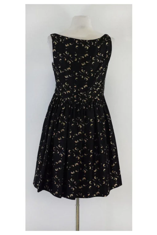 Milly - Black Tan & Grey Abstract Geo Print Dress Sz 6
